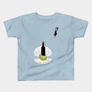 Surrealistic scuba diving comic artistic bottle Kids T-Shirt